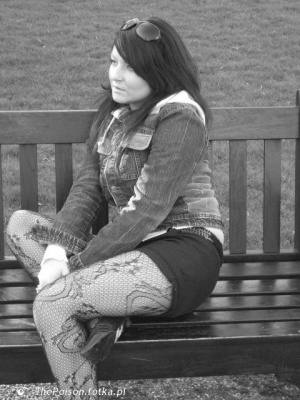 sitting, monochrome