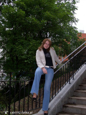 jacket, jeans, denim, sitting, leisure, handrail, stairs