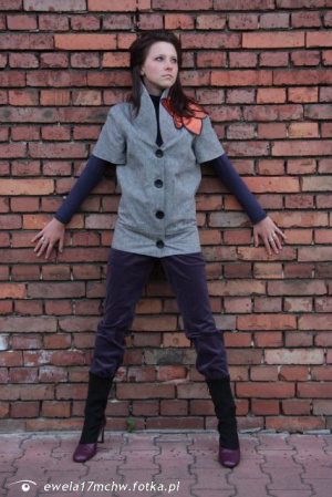 jacket, outerwear, jeans, denim, wall, brick