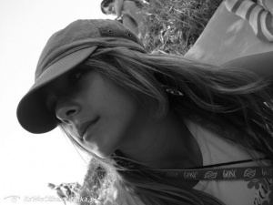 smile, monochrome, hat
