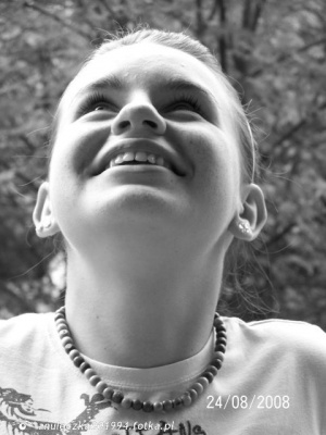 mouth, smile, necklace, monochrome