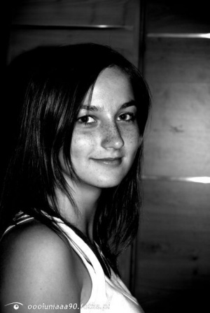 hair, smile, monochrome