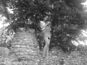 standing, monochrome