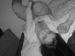 mouth, hand, monochrome