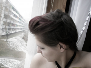 hair, ear, monochrome