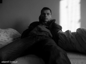 sitting, monochrome