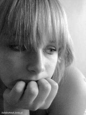 mouth, hair, hand, monochrome