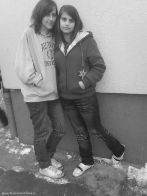 outerwear, fun, jeans, smile, standing, monochrome