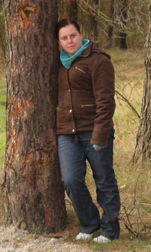 jacket, outerwear, jeans, standing, forest, trunk