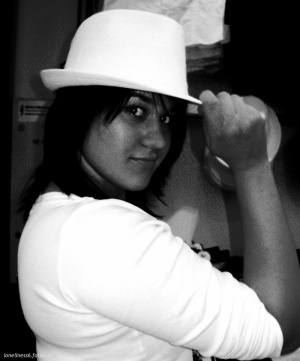 hand, monochrome, hat
