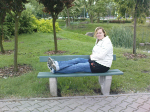 jeans, sitting, leisure, bench