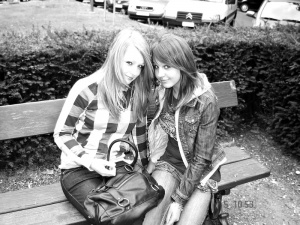 sitting, monochrome