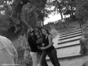 smile, leisure, standing, monochrome