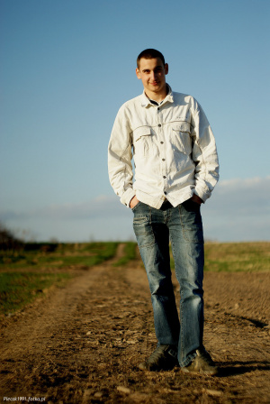 jacket, outerwear, field, jeans, denim, standing, soil