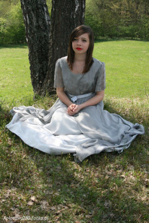 sitting, dress, gown