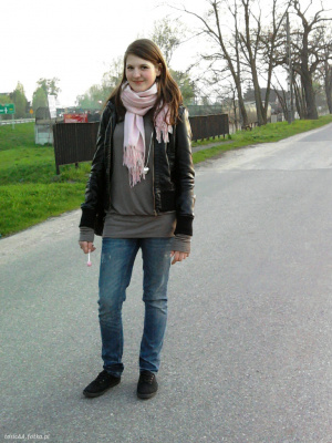 jacket, outerwear, textile, fun, jeans, denim, cool, leisure, standing, asphalt