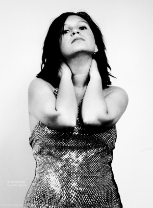 hand, monochrome, model, dress