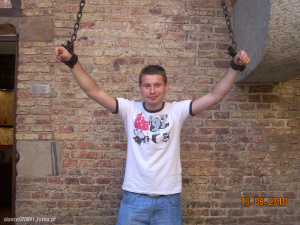 jeans, cool, standing, wall, brick