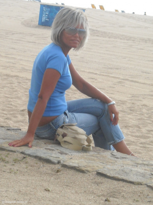 fun, jeans, sitting, vacation, sand