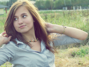hair, hand, smile