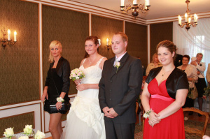 fun, smile, person, dress, event, flower, gown, bride, groom, marriage, party