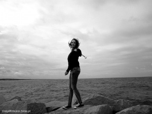 standing, monochrome