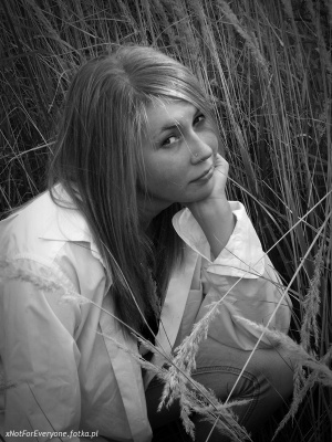 hair, smile, monochrome