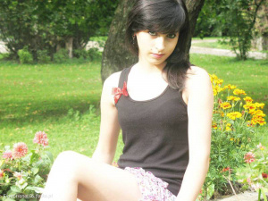 hair, skin, sitting, flower