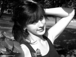 hair, smile, monochrome