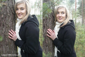 jacket, outerwear, smile, forest, scarf
