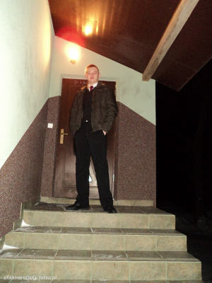 jacket, outerwear, standing, stairs