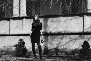 standing, monochrome, wall