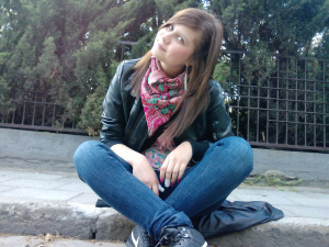 hand, jacket, textile, jeans, denim, cool, sitting, leisure, person, scarf