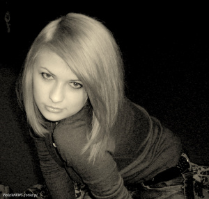 hair, smile, monochrome