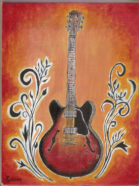 gitarra .. gibsonik.. na płotnie