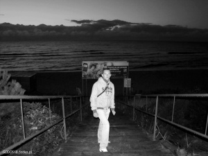 sky, standing, monochrome