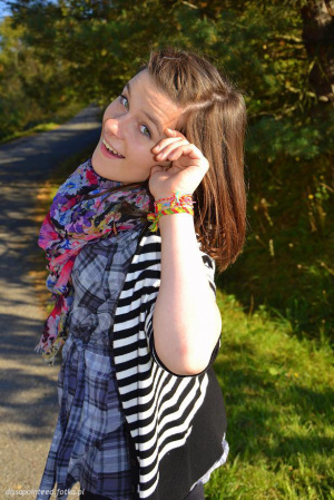 hair, hand, jacket, smile, pattern