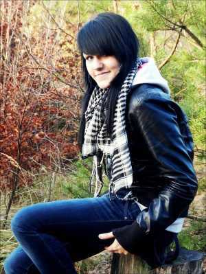 hair, jacket, outerwear, jeans, denim, sitting