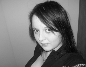 hair, smile, monochrome, bangs