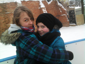 jacket, outerwear, textile, fun, smile, cool, leisure, scarf, fur, interaction