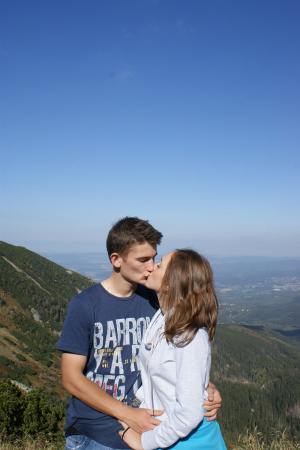 smile, sky, leisure, vacation, mountain, interaction