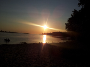 sky, lake, sunset