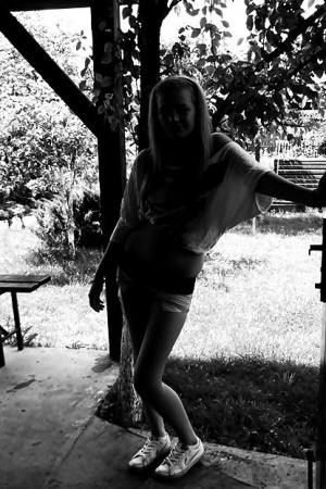 standing, monochrome