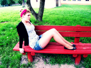 sitting, leisure, model, bench
