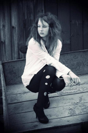 sitting, monochrome, model
