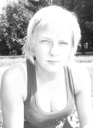 hair, smile, monochrome