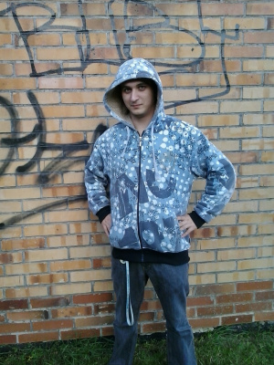 jacket, outerwear, textile, jeans, denim, cool, standing, hat, wall
