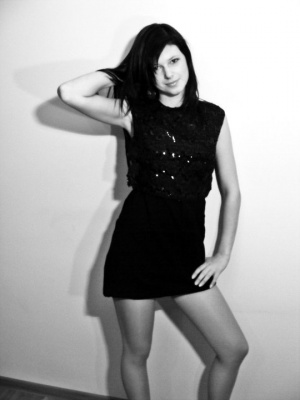monochrome, model, dress