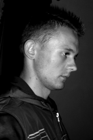 jacket, ear, monochrome