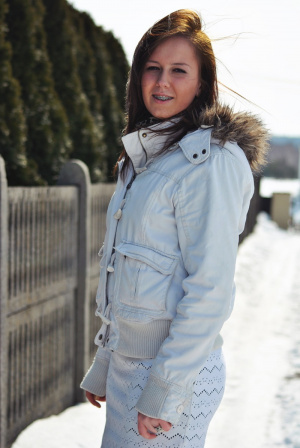 jacket, outerwear, textile, fun, jeans, denim, smile